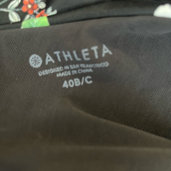 ATHLETA Maldives Gold Coast Floral Tankini Top Black 40 B/C Underwire - Picture 2 of 2